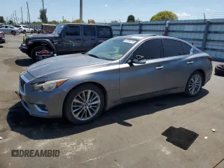 2018 Infiniti Q50 3.0t LUXE with VIN JN1EV7AR8JM443362, listed as a Copart auction lot 52294115 with 98,145 mi miles and Salvage Title. Bid and sale history available at carsss.com. Image 1.
