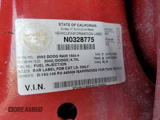 2002 Dodge 1500 with VIN 3D3HU18N02G124854, listed as a Copart auction lot 45772105 with 284,344 mi miles and Salvage Title. Bid and sale history available at carsss.com. Image 14.