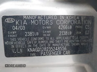 2003 Kia Optima LX z VIN KNAGD128235248556, wystawiony jako IAAI lot #42366002 z przebiegiem 140 904 mil mil oraz . Historia ofert i sprzedaży dostępna na DreamBid. Obrazek 9.