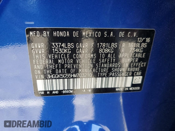 2017 Honda Fit LX with VIN 3HGGK5G55HM703210, listed as a Copart auction lot 49513765 with 25,230 mi miles and Salvage Title. Bid and sale history available at DreamBid. Image 12.