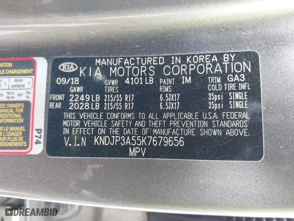 2019 Kia Soul + with VIN KNDJP3A55K7679656, listed as a IAAI auction lot 41804151 with 62,910 mi miles. Bid and sale history available at carsss.com. Image 9.