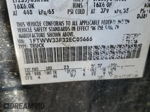 2002 Ford F-350 XL z VIN 1FTWW33F32EC05666, wystawiony jako Copart lot #78838654 z przebiegiem Nie podano mil oraz Szkoda całkowita • Salvage title. Historia ofert i sprzedaży dostępna na DreamBid. Obrazek 12.
