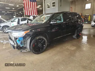 2018 Chevrolet Traverse Premier with VIN 1GNEVJKW0JJ189508, listed as a Copart auction lot 59933915 with 123,716 mi miles and Salvage title. Bid and sale history available at DreamBid. Image 1.