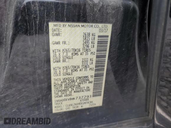 2017 Nissan Frontier SV z VIN 1N6AD0EV8HN737293, wystawiony jako Copart lot #53885675 z przebiegiem 106 844 mil mil oraz Szkoda całkowita • Salvage title. Historia ofert i sprzedaży dostępna na DreamBid. Obrazek 12.