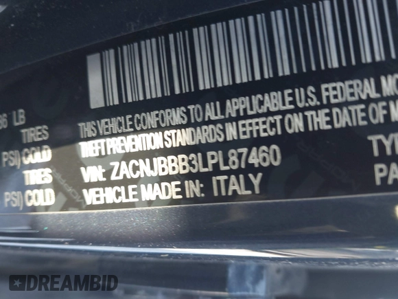 2020 Jeep Renegade Latitude z VIN ZACNJBBB3LPL87460, wystawiony jako IAAI lot #41547700 z przebiegiem 75 000 mil mil oraz . Historia ofert i sprzedaży dostępna na DreamBid. Obrazek 9.