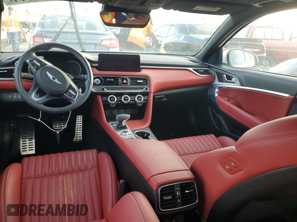 2023 Genesis G70 2.0T with VIN KMTG34TA0PU120130, listed as a Copart auction lot 74635014 with 20,374 mi miles and Non Repairable. Bid and sale history available at DreamBid. Image 8.