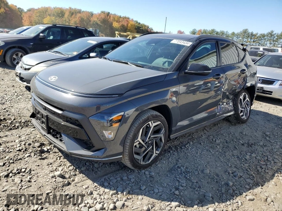 2024 Hyundai Kona N Line with VIN KM8HACA3XRU069998, listed as a Copart auction lot 77043434 with 5,459 mi miles and Salvage Title. Bid and sale history available at DreamBid. Image 1.