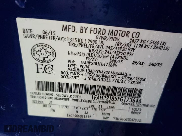 2015 Ford Taurus Limited with VIN 1FAHP2J85FG173646, listed as a Copart auction lot 53686295 with 149,505 mi miles and Salvage Title. Bid and sale history available at carsss.com. Image 13.