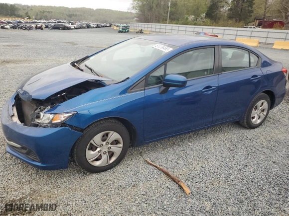 2014 Honda Civic Sedan LX with VIN 19XFB2F55EE015434, listed as a Copart auction lot 51239465 with 106,914 mi miles and Salvage Title. Bid and sale history available at carsss.com. Image 1.