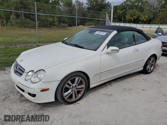 2007 Mercedes-Benz CLK 350 with VIN WDBTK56F67F211595, listed as a Copart auction lot 76596154 with 158,864 mi miles and Salvage Title. Bid and sale history available at DreamBid. Image 1.