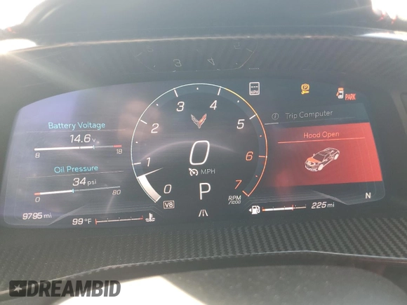 2022 Chevrolet Corvette 3LT with VIN 1G1YC3D4XN5111621, listed as a Copart auction lot 47439585 with 9,795 mi miles and Salvage Title. Bid and sale history available at carsss.com. Image 9.