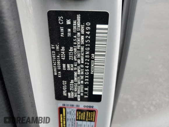2022 Kia K5 GT-Line z VIN 5XXG64J28NG152490, wystawiony jako Copart lot #86335464 z przebiegiem 56 197 mil mil oraz Szkoda całkowita • Salvage title. Historia ofert i sprzedaży dostępna na DreamBid. Obrazek 12.