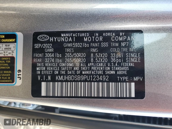 2023 Genesis GV80 with VIN KMUHBDSB9PU123492, listed as a Copart auction lot 56407025 with 43,197 mi miles and Salvage title. Bid and sale history available at DreamBid. Image 14.