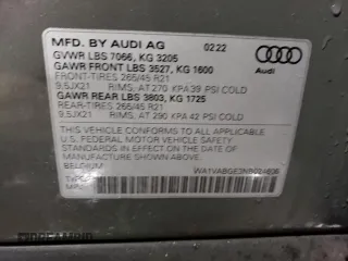 2022 Audi e-tron Chronos with VIN WA1VABGE3NB024606, listed as a Copart auction lot 52673093 with 9,129 mi miles. Bid and sale history available at carsss.com. Image 12.