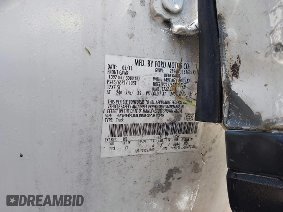 2011 Ford Explorer с VIN 1FMHK8B88BGA64145, выставлен на аукционе IAAI как лот 42496626 с пробегом 254 835 миль миль и . История ставок и продаж доступна на DreamBid. Изображение 9.