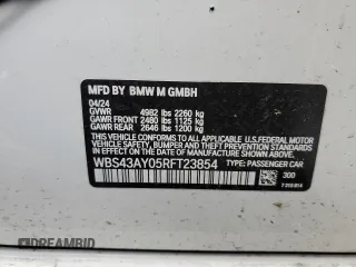 2024 BMW M3 Competition xDrive z VIN WBS43AY05RFT23854, wystawiony jako Copart lot #45918415 z przebiegiem Nie podano mil oraz Szkody całkowita. Historia ofert i sprzedaży dostępna na DreamBid. Obrazek 13.