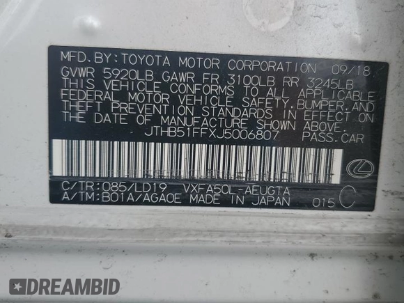 2018 Lexus LS 500 z VIN JTHB51FFXJ5006807, wystawiony jako Copart lot #52315865 z przebiegiem 60 236 mil mil oraz Szkoda całkowita • Salvage title. Historia ofert i sprzedaży dostępna na DreamBid. Obrazek 12.