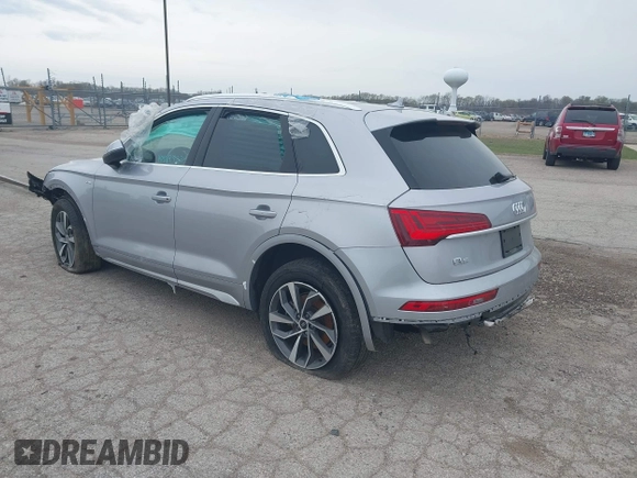 2022 Audi Q5 S line Premium Plus with VIN WA1EAAFY5N2058178, listed as a IAAI auction lot 40869433 with 21,931 mi miles. Bid and sale history available at carsss.com. Image 3.