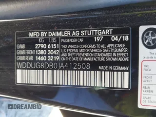 2018 Mercedes-Benz S 560 with VIN WDDUG8DB0JA412508, listed as a IAAI auction lot 41249896 with 79,969 mi miles and . Bid and sale history available at DreamBid. Image 9.
