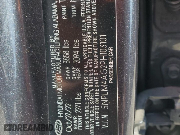 2023 Hyundai Elantra SEL z VIN 5NPLM4AG2PH103101, wystawiony jako Copart lot #49977135 z przebiegiem 28 443 mil mil oraz Szkoda całkowita • Salvage title. Historia ofert i sprzedaży dostępna na DreamBid. Obrazek 12.