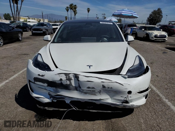 2023 Tesla Model 3 with VIN 5YJ3E1EA9PF401418, listed as a Copart auction lot 50597015 with 79,673 mi miles and Salvage Title. Bid and sale history available at DreamBid. Image 5.