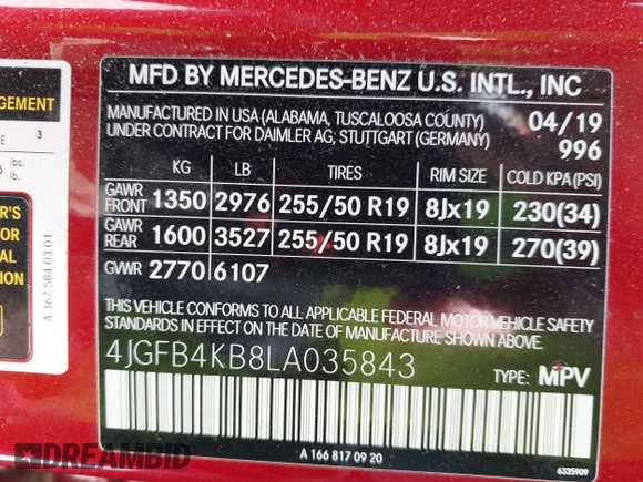 2020 Mercedes-Benz GLE 350 z VIN 4JGFB4KB8LA035843, wystawiony jako IAAI lot #42035150 z przebiegiem 188 505 mil mil oraz . Historia ofert i sprzedaży dostępna na DreamBid. Obrazek 9.