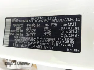 2023 Hyundai Tucson SEL with VIN 5NMJFCAE0PH197194, listed as a IAAI auction lot 42241030 with 17,764 mi miles and . Bid and sale history available at DreamBid. Image 9.