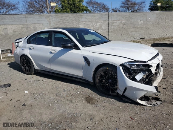 2023 BMW M3 Competition xDrive with VIN WBS43AY01PFN54537, listed as a Copart auction lot 49723805 with 0 mi miles and Salvage Title. Bid and sale history available at carsss.com. Image 4.