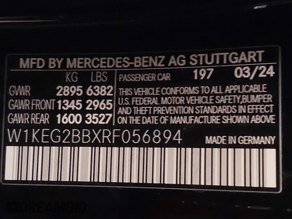 2024 Mercedes-Benz EQE 350+ z VIN W1KEG2BBXRF056894, wystawiony jako IAAI lot #40993238 z przebiegiem 7051 mil mil oraz . Historia ofert i sprzedaży dostępna na DreamBid. Obrazek 9.
