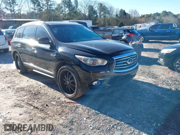2014 Infiniti QX60 with VIN 5N1AL0MM0EC501867, listed as a IAAI auction lot 41157279 with 148,283 mi miles. Bid and sale history available at carsss.com. Image 1.