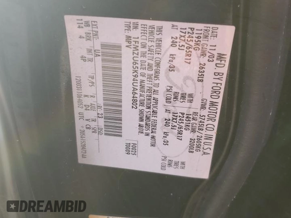 2004 Ford Explorer with VIN 1FMZU65K94UA64802, listed as a Copart auction lot 75083554 with Not provided miles and Salvage title. Bid and sale history available at DreamBid. Image 13.