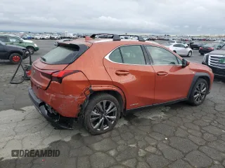 2020 Lexus UX 250h F Sport with VIN JTHR9JBH1L2026913, listed as a Copart auction lot 53477275 with 56,518 mi miles and Salvage title. Bid and sale history available at DreamBid. Image 3.