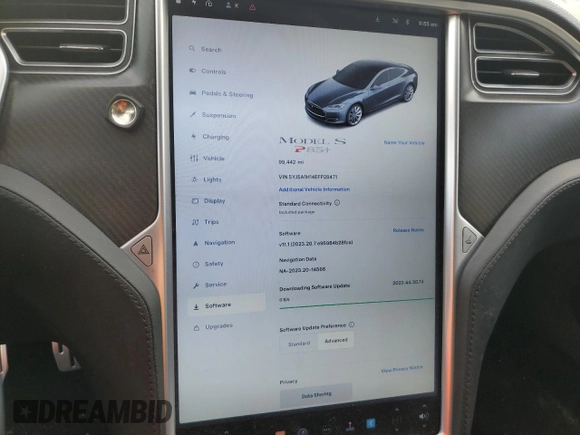 2014 Tesla Model S 60 with VIN 5YJSA1H14EFP28471, listed as a Copart auction lot 73715834 with 99,442 mi miles and Clean Title. Bid and sale history available at DreamBid. Image 9.