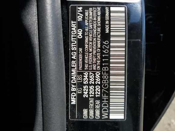 2015 Mercedes-Benz E-Class E 63 AMG S-Model with VIN WDDHF7GB8FB111626, listed as a Copart auction lot 61722953 with 70,067 mi miles. Bid and sale history available at carsss.com. Image 12.