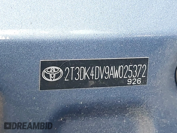 2010 Toyota RAV4 Ltd with VIN 2T3DK4DV9AW025372, listed as a IAAI auction lot 41534930 with 95,959 mi miles. Bid and sale history available at carsss.com. Image 9.
