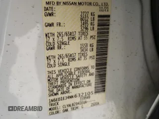 2022 Nissan Frontier SV z VIN 1N6ED1EJ4NN632105, wystawiony jako Copart lot #50126435 z przebiegiem 46 597 mil mil oraz Szkoda całkowita • Salvage title. Historia ofert i sprzedaży dostępna na DreamBid. Obrazek 12.