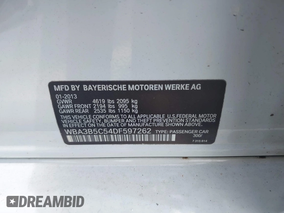 2013 BMW 3 Series 328i xDrive с VIN WBA3B5C54DF597262, выставлен на аукционе IAAI как лот 42640101 с пробегом 109 136 миль миль и . История ставок и продаж доступна на DreamBid. Изображение 9.