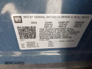2024 GMC Terrain SLE с VIN 3GKALMEG8RL339229, выставлен на аукционе IAAI как лот 42553551 с пробегом 18 772 миль миль и . История ставок и продаж доступна на DreamBid. Изображение 9.
