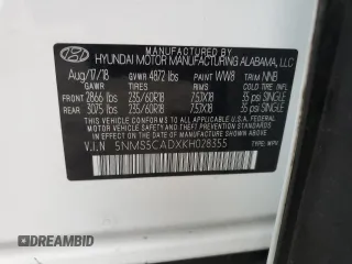 2019 Hyundai Santa Fe Ultimate with VIN 5NMS5CADXKH028355, listed as a Copart auction lot 41640215 with 75,348 mi miles and Salvage Title. Bid and sale history available at carsss.com. Image 15.