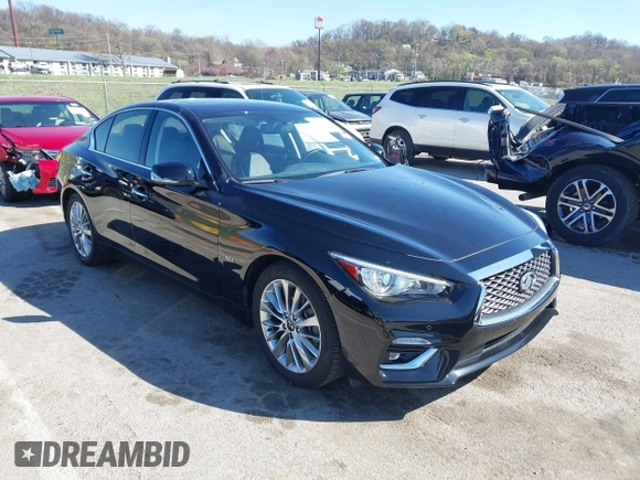 2020 Infiniti Q50 Premium with VIN JN1EV7AR3LM254279, listed as a IAAI auction lot 41877606 with 55,454 mi miles and . Bid and sale history available at DreamBid. Image 1.