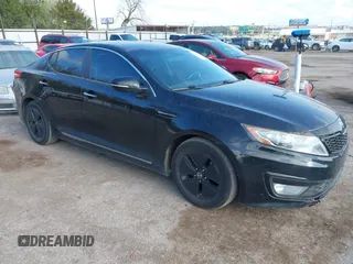 2012 Kia Optima Hybrid with VIN KNAGM4AD5C5036525, listed as a IAAI auction lot 41868927 with 214,182 mi miles. Bid and sale history available at carsss.com. Image 1.