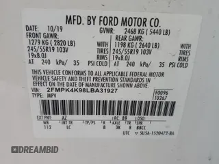 2020 Ford Edge Titanium z VIN 2FMPK4K98LBA31927, wystawiony jako Copart lot #58769015 z przebiegiem 40 609 mil mil oraz Szkoda całkowita • Salvage title. Historia ofert i sprzedaży dostępna na DreamBid. Obrazek 13.
