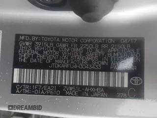 2017 Toyota Prius Two with VIN JTDKARFU4H3043433, listed as a IAAI auction lot 42310201 with 50,715 mi miles and . Bid and sale history available at DreamBid. Image 9.
