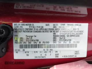 2017 Ford Focus SE с VIN 1FADP3FE3HL263455, выставлен на аукционе IAAI как лот 42822321 с пробегом 66 823 миль миль и . История ставок и продаж доступна на DreamBid. Изображение 9.