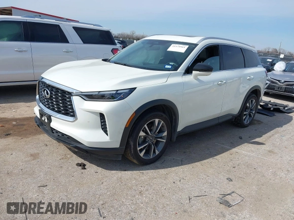 2023 Infiniti QX60 Luxe with VIN 5N1DL1FS8PC371340, listed as a IAAI auction lot 41579561 with 13,074 mi miles and . Bid and sale history available at DreamBid. Image 17.