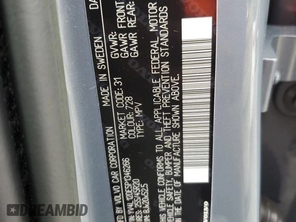 2023 Volvo XC60 Plus Bright Theme с VIN YV4L12DE5P1346266, выставлен на аукционе Copart как лот 47269605 с пробегом Не указан миль и На запчасти • Non repairable. История ставок и продаж доступна на DreamBid. Изображение 14.