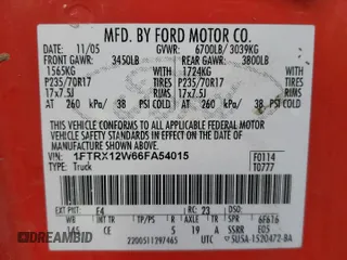 2006 Ford F-150 STX with VIN 1FTRX12W66FA54015, listed as a Copart auction lot 44748215 with 228,711 mi miles and Salvage Title. Bid and sale history available at carsss.com. Image 12.
