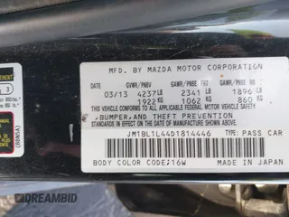 2013 Mazda 3 Mazdaspeed3 Touring with VIN JM1BL1L44D1814446, listed as a IAAI auction lot 41163379 with Not Provided miles and . Bid and sale history available at DreamBid. Image 9.