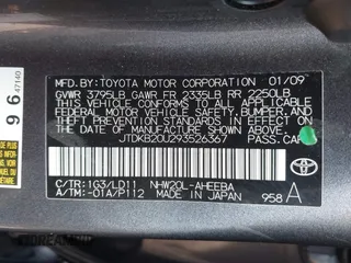 2009 Toyota Prius with VIN JTDKB20U293526367, listed as a IAAI auction lot 41709258 with 196,397 mi miles. Bid and sale history available at carsss.com. Image 9.
