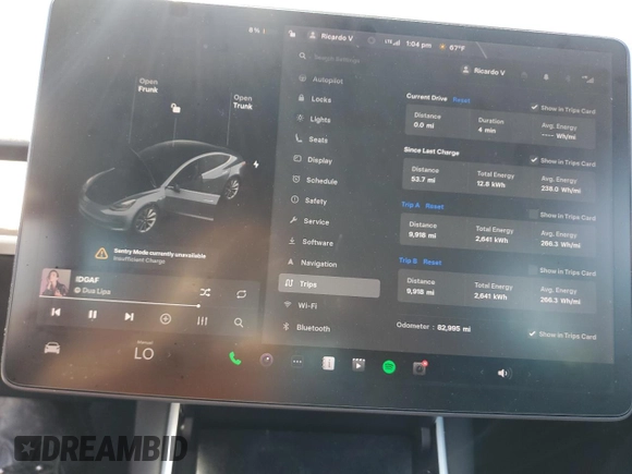 2019 Tesla Model 3 Mid Range z VIN 5YJ3E1EA7KF397524, wystawiony jako Copart lot #52696585 z przebiegiem 82 995 mil mil oraz Szkoda całkowita • Salvage title. Historia ofert i sprzedaży dostępna na DreamBid. Obrazek 9.